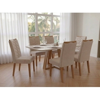 Conjunto Mesa de Jantar Slim 1,80m com 6 Cadeiras Évora
