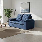 Sofá Retrátil e Reclinável Grécia com Pillow Top - Azul