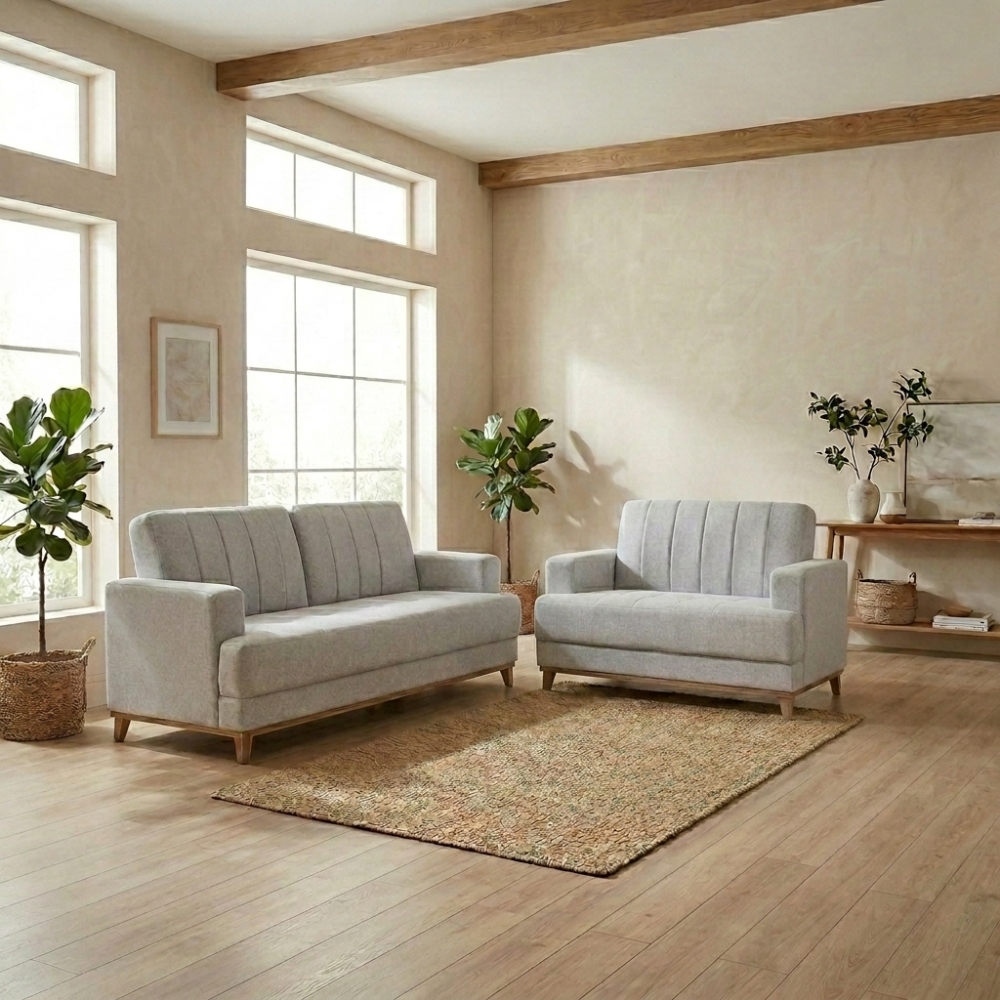 Conjunto Sofá 3 e 2 Lugares Roma Linho Trento