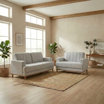 Conjunto Sofá 3 e 2 Lugares Roma Linho Trento