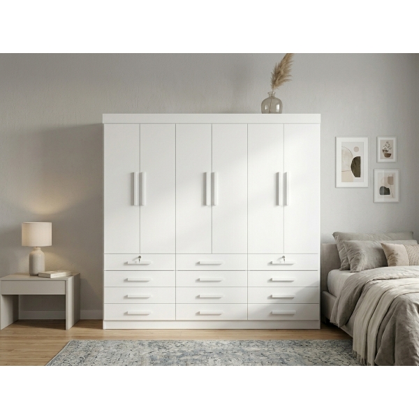 Guarda-Roupa Casal Austin Plus 6 Portas e 12 Gavetas - Branco