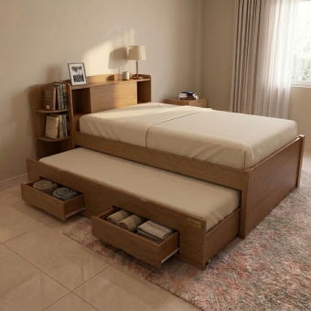 Cama Solteiro Denver Plus com Auxiliar e 2 Gavetas