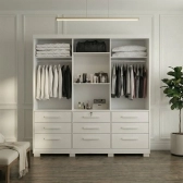 Guarda-Roupa Casal Athenas 3 Portas 9 Gavetas - Branco