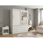 Guarda-Roupa Tucson 2 Portas de Correr e 6 Gavetas - Branco
