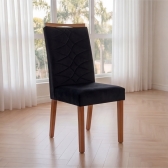 Kit 2 Cadeiras para Sala de Jantar em Madeira Maciça Évora - Veludo Preto