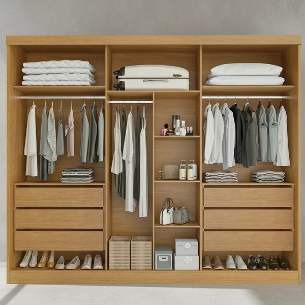 Guarda-Roupa Casal Alvorada 6 Portas e 6 Gavetas 100% MDF - Nature/Off White