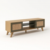 Rack para TV Frida Retrô com Detalhe Palha 3D - Carvalho/Menta