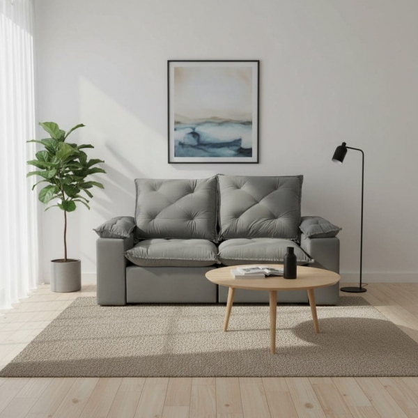 Sofá Retrátil e Reclinável Grécia com Pillow Top - Cinza