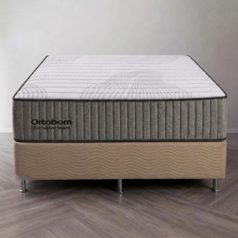 Conjunto Colchão Casal com Box Sommier Exclusive Camurça