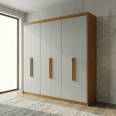 Guarda-Roupa Casal Sollo 6 Portas e 5 Gavetas - Amêndoa/Off White