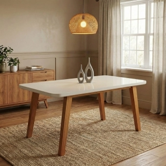 Mesa de Jantar 4 Lugares Arizona Tampo de Vidro