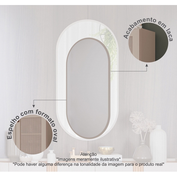Espelho Decorativo Oval com Moldura em Laca Bello