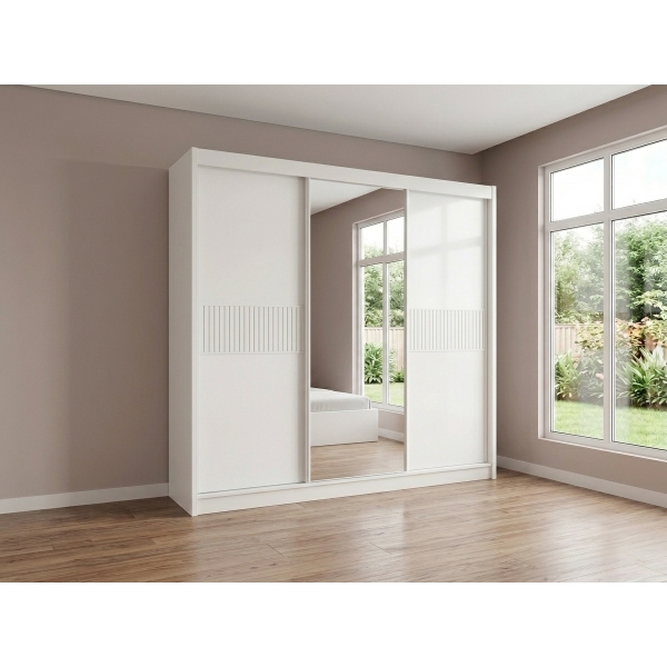 Guarda-Roupa Casal Las Vegas 3 Portas de Correr e 6 Gavetas - Branco