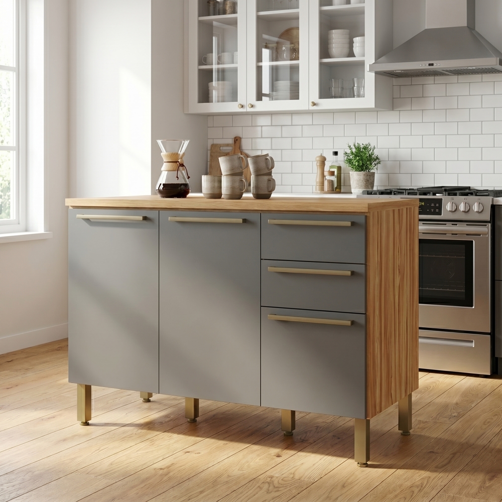 Balcão Cozinha com Tampo MDF 1.20m - Chumbo