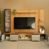 Conjunto Rack Painel Cristaleira Fosco Lumina