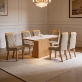 Mesa de jantar com 6 Cadeiras Diamante 100% MDF - Capuccino/Cinamomo