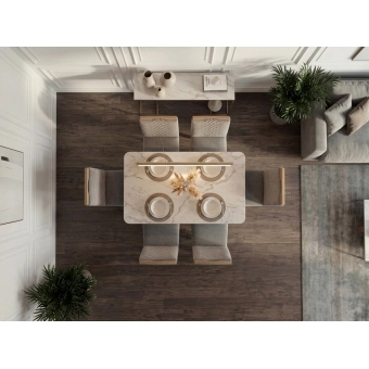 Mesa de Jantar 4 Cadeiras Pedro Veludo Madeira Maciça
