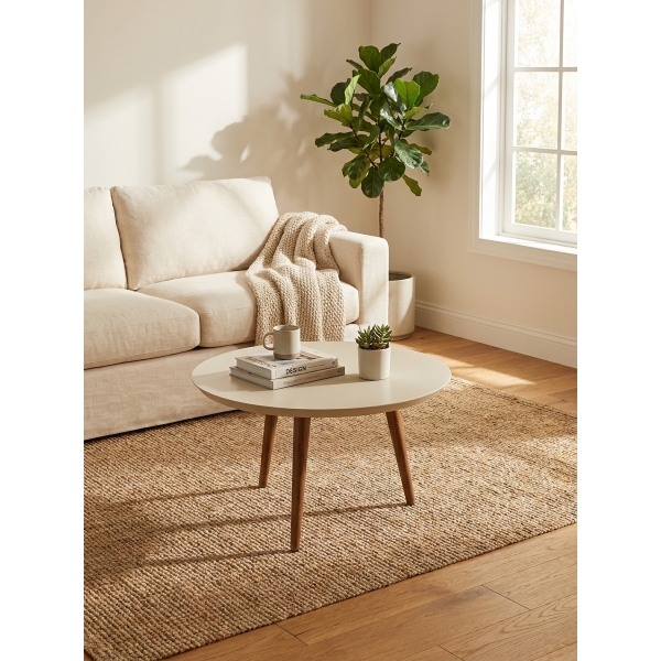 Mesa de Centro Yara 0.59m Off White com Pés Palito