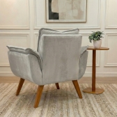 Poltrona Decorativa Opala com Molas e Espuma D28 - Jolie Cinza