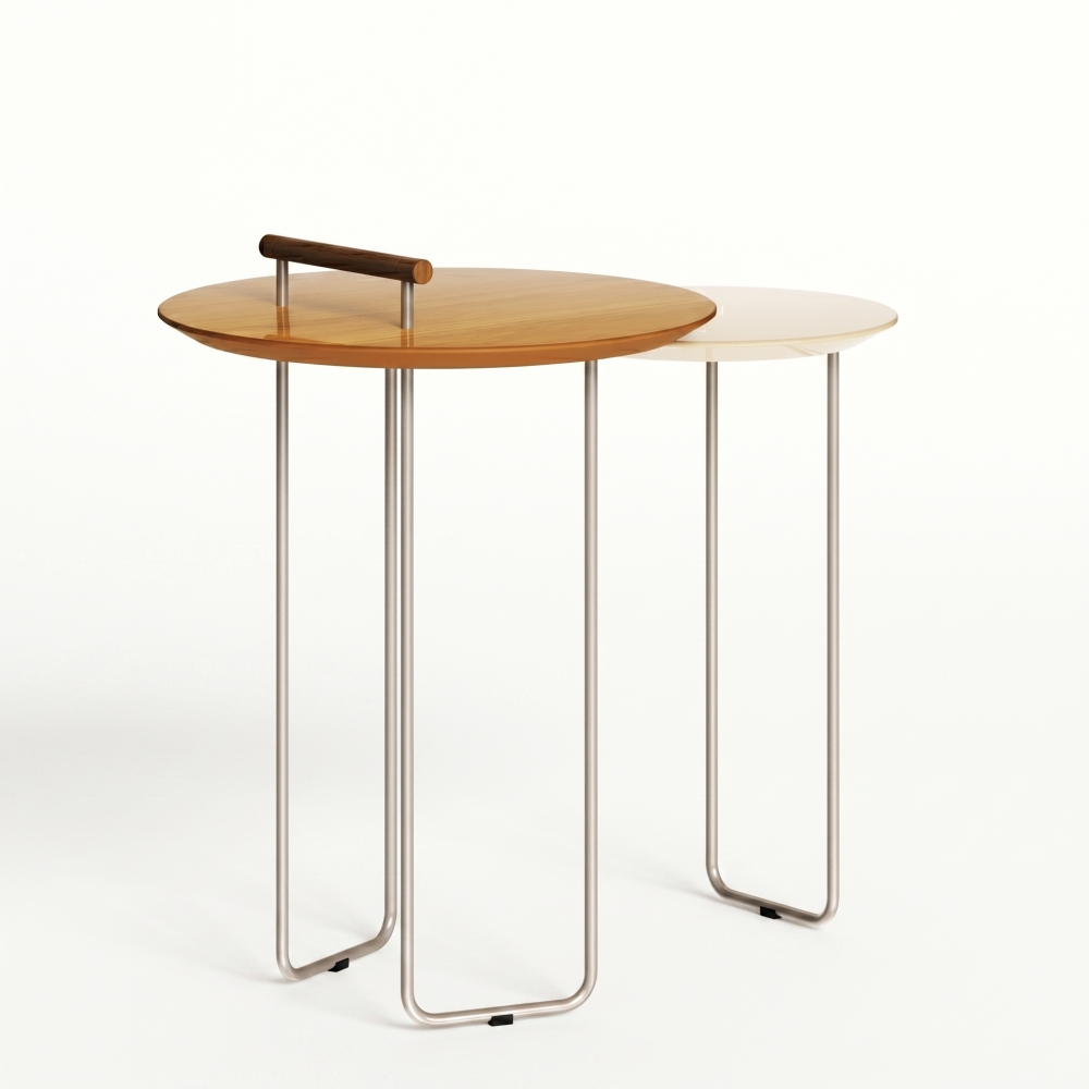 Mesa Lateral Dupla Lambari 0.80m Nature Off White