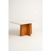 Mesa de Jantar 4 Lugares Porto Tampo de Vidro - Off White/Naturale