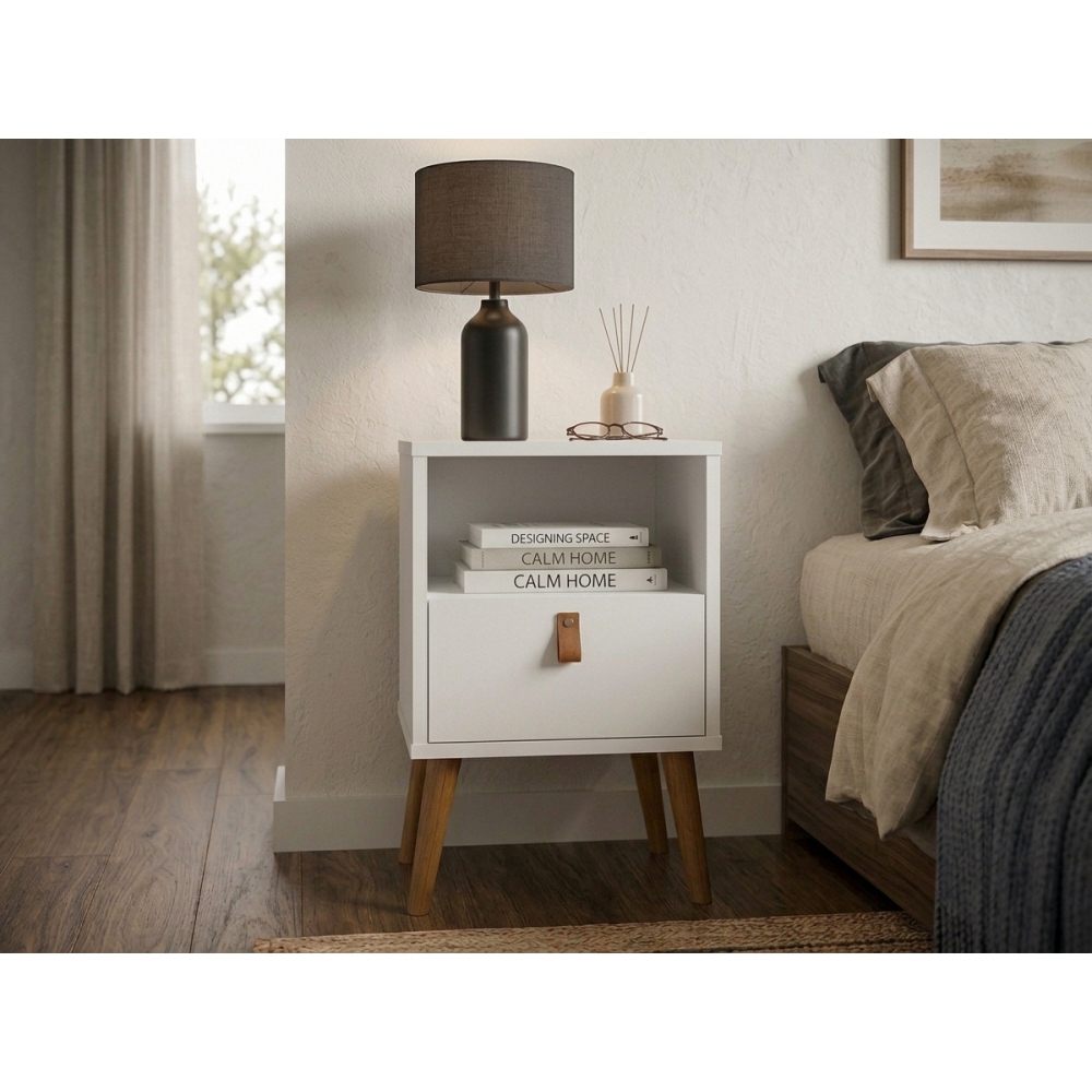 Mesa de Cabeceira Búzio 1 Gaveta - Off White