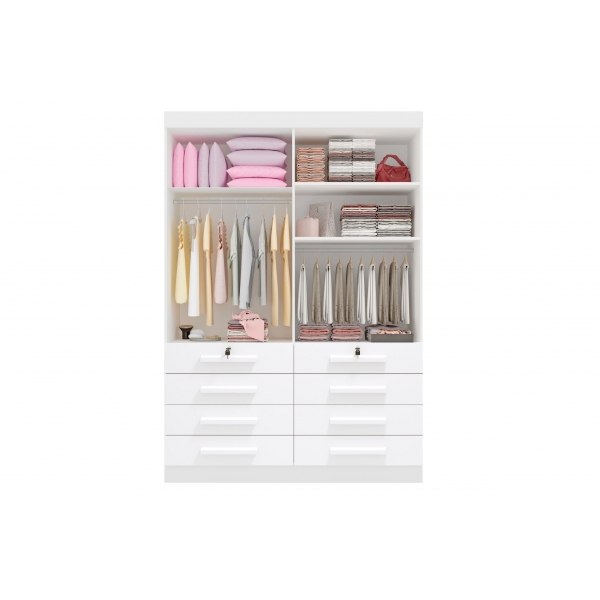 Guarda-Roupa Casal Austin 4 Portas e 8 Gavetas - Cinamomo/Off White