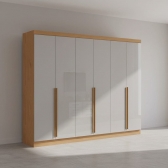 Guarda-Roupa Casal Alvorada 6 Portas e 6 Gavetas 100% MDF - Nature/Off White