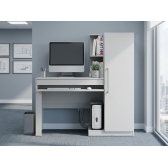 Escrivaninha Office com Armário Lateral e Chave - Branco