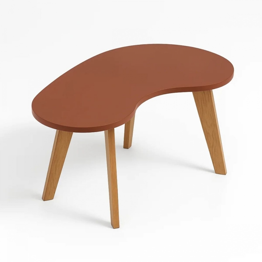 Mesa de Centro Orgânica em Formato de Feijão Retrô - Terracota