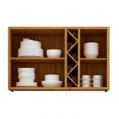 Armário Aéreo de Cozinha Andirá 1.20m com Porta Vidro Reflecta - Amêndoa/Off White