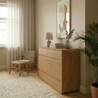 Cômoda 8 Gavetas Moderni 1,52m Amêndoa Clean
