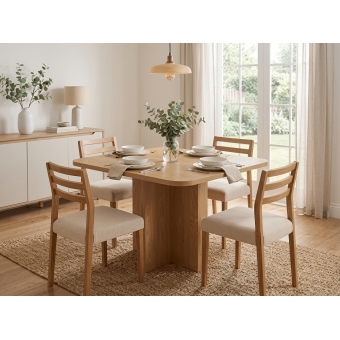 Conjunto Mesa Jantar Bosque 90x90 Nogal 4 Cad