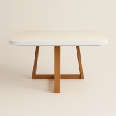 Mesa de Jantar 6 Lugares Coimbra Tampo de Vidro - Off White/Nature