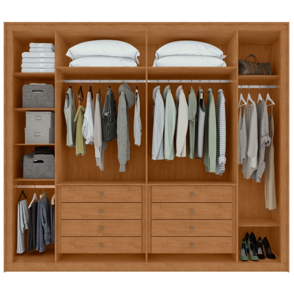 Guarda-Roupa Casal Virtus 6 Portas e 6 Gavetas 100% MDF - Amêndoa/Off White