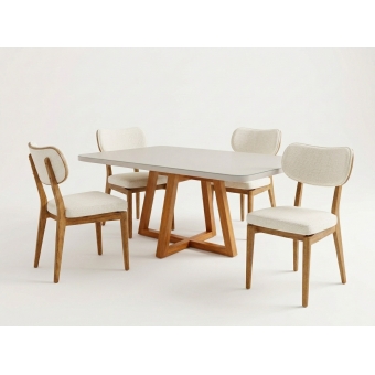 Conjunto Mesa de Jantar Slim 1,30m com 4 Cadeiras Camélia