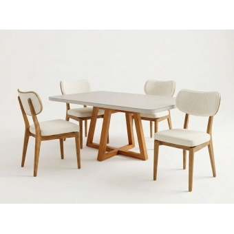 Conjunto Mesa de Jantar Slim 1,30m com 4 Cadeiras Camélia
