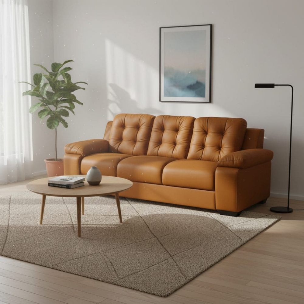Sofá 3 Lugares Pitsburgo 2.07m Espuma D33 e Molas S - Terracota