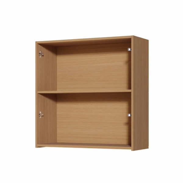 Armário Aéreo Simone Mendes 80cm Duas Portas Ripado MDF - Carvalho/Greige