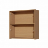 Armário Aéreo Simone Mendes 80cm Duas Portas Ripado MDF - Carvalho/Greige