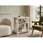 Carrinho Bar Vênus com Rodízios e Borda Metalizada - Off White