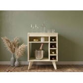 Bar Adega Plumas Retrô MDF 25mm com Nicho para Garrafas - Off White