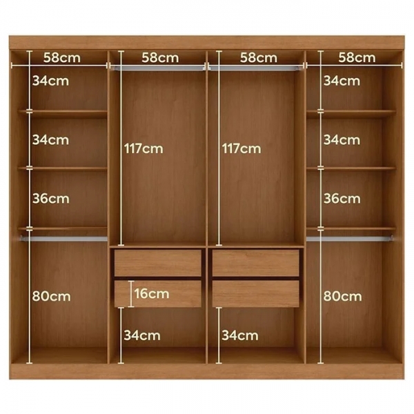 Guarda-Roupa Casal Bravo Easy Slim 8 Portas e 4 Gavetas - Amêndoa