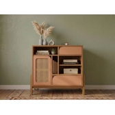 Buffet Aparador Daisy Retrô com Detalhe Palha 3D - Carvalho/Terracota