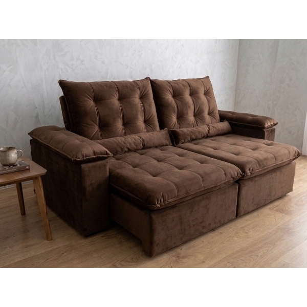 Sofá Retrátil e Reclinável Grécia com Pillow Top - Marrom