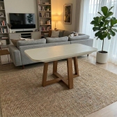 Mesa de Jantar 6 Lugares Coimbra Tampo de Vidro - Off White/Nature