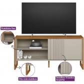Rack Leon 1.40m MDF/MDP Porta Frisada para TV até 55 - Nature/Off White