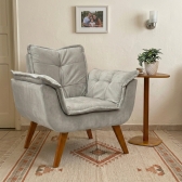 Poltrona Decorativa Opala com Molas e Espuma D28 - Jolie Cinza