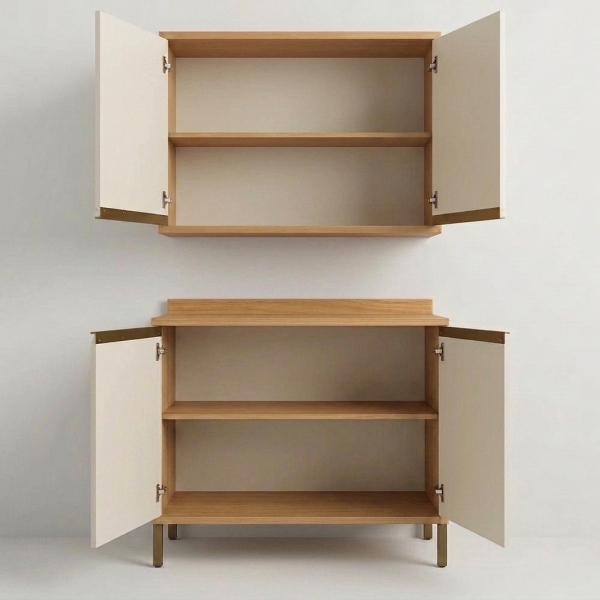 Cozinha Andira 2 Peças Aéreo e Balcão 80cm Amênd/Off White
