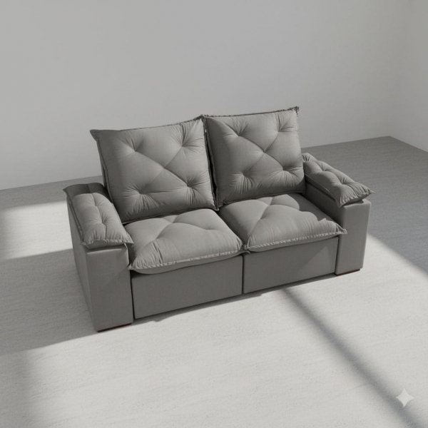Sofá Retrátil e Reclinável Grécia com Pillow Top - Cinza